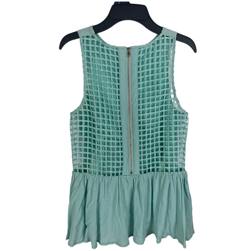 Finders Keepers Way To Go Blue Caged Back Zipper Peplum Top Size Sm Retro Indie